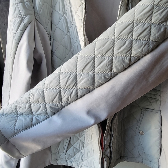 Giacca Light Grey Women’s Jacket XL Cinch Waist Adjustable Zip Pockets Polyester - Picture 12 of 13